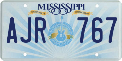 MS license plate AJR767