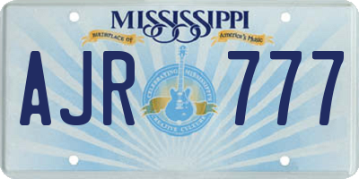 MS license plate AJR777