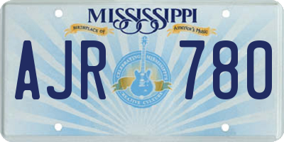 MS license plate AJR780