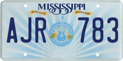 MS license plate AJR783
