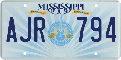 MS license plate AJR794