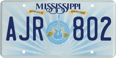 MS license plate AJR802