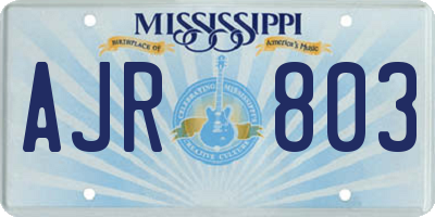MS license plate AJR803