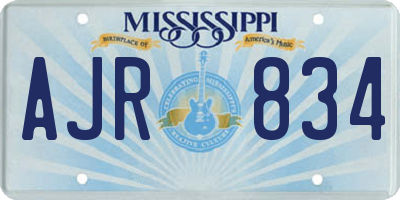 MS license plate AJR834