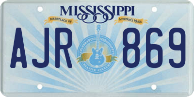 MS license plate AJR869