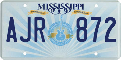 MS license plate AJR872