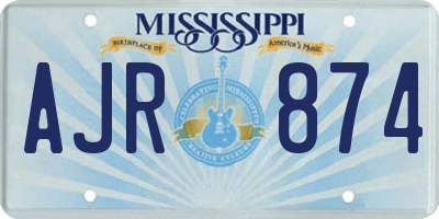 MS license plate AJR874