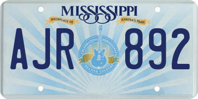 MS license plate AJR892