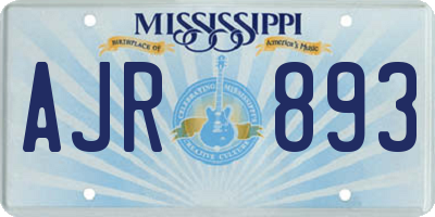 MS license plate AJR893