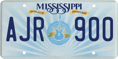 MS license plate AJR900