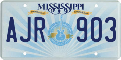 MS license plate AJR903