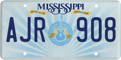MS license plate AJR908