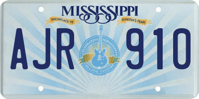 MS license plate AJR910