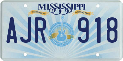 MS license plate AJR918