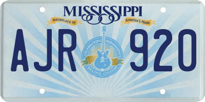MS license plate AJR920