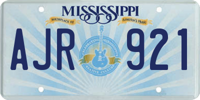 MS license plate AJR921