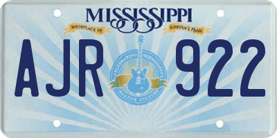 MS license plate AJR922