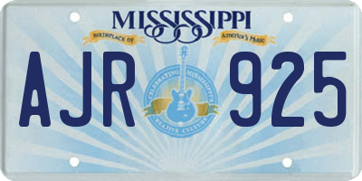 MS license plate AJR925