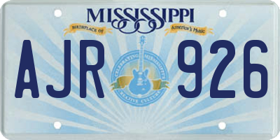 MS license plate AJR926