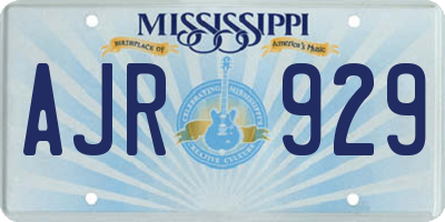 MS license plate AJR929