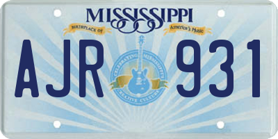 MS license plate AJR931