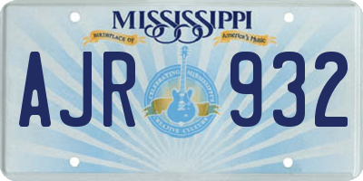 MS license plate AJR932