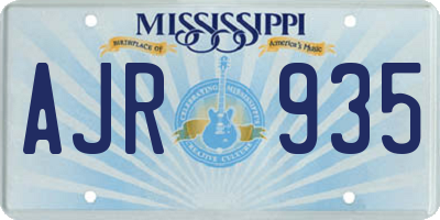 MS license plate AJR935