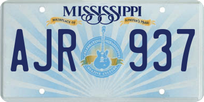 MS license plate AJR937