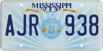 MS license plate AJR938