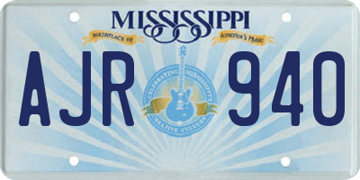 MS license plate AJR940