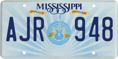 MS license plate AJR948