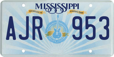 MS license plate AJR953