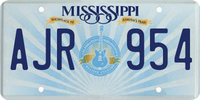 MS license plate AJR954