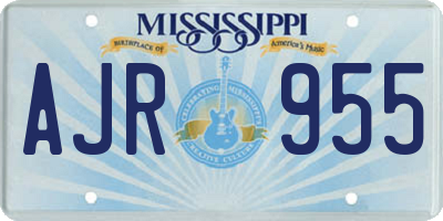MS license plate AJR955