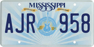 MS license plate AJR958