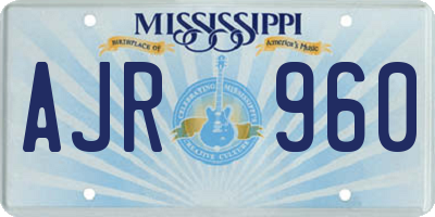 MS license plate AJR960