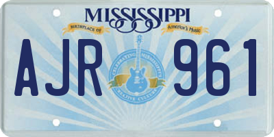 MS license plate AJR961