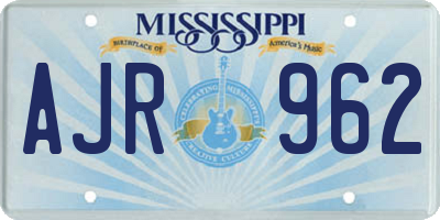MS license plate AJR962