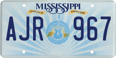 MS license plate AJR967