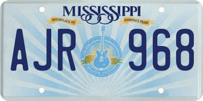 MS license plate AJR968