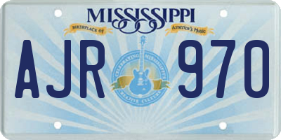 MS license plate AJR970