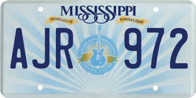 MS license plate AJR972