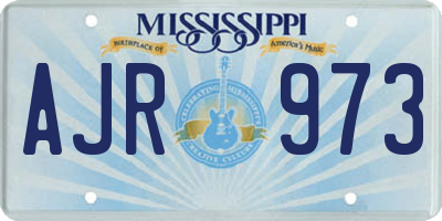 MS license plate AJR973