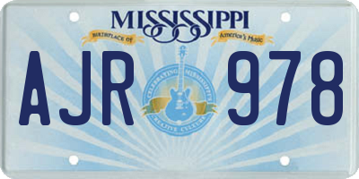 MS license plate AJR978