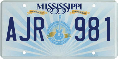 MS license plate AJR981