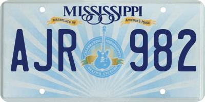 MS license plate AJR982