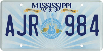 MS license plate AJR984