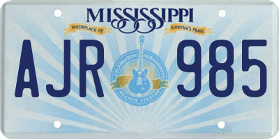 MS license plate AJR985