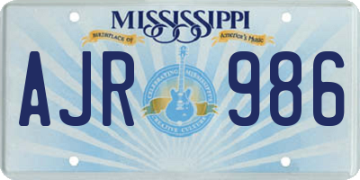 MS license plate AJR986