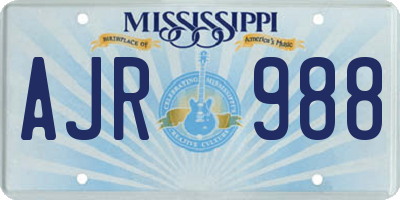 MS license plate AJR988